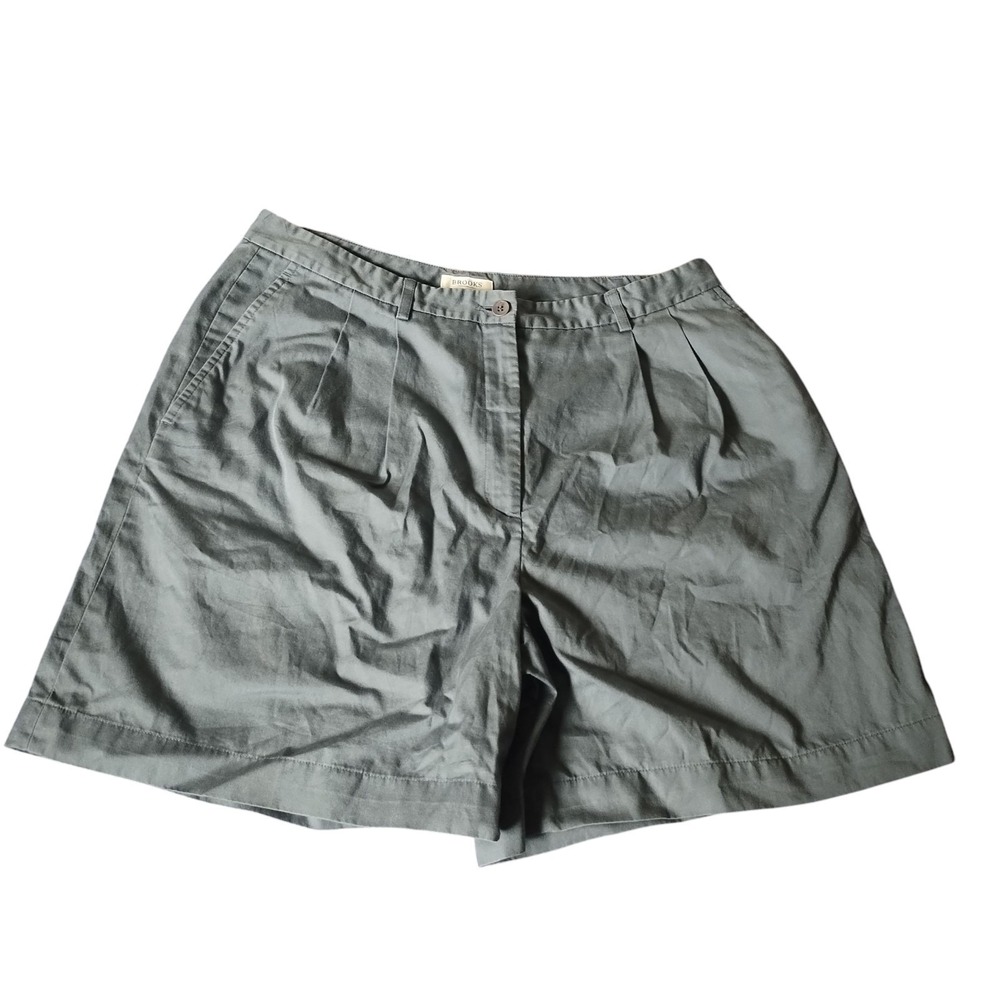 Brooks Brothers 346 Womens Size 12 Grey Khaki Chino Pleated Cotton Pocket
